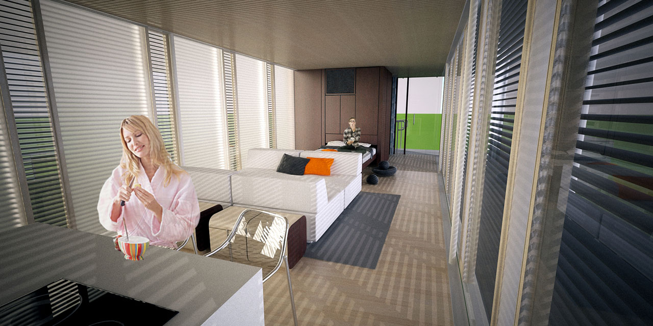 2011 Solar Decathlon University of Tennessee Living Light interior渲染
