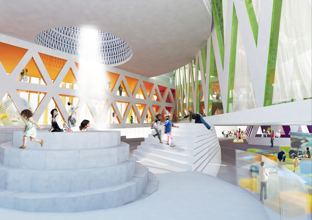 播放的KU.BE或文化和运动家在哥本哈根的区域渲染通过娴熟和MVRDV
