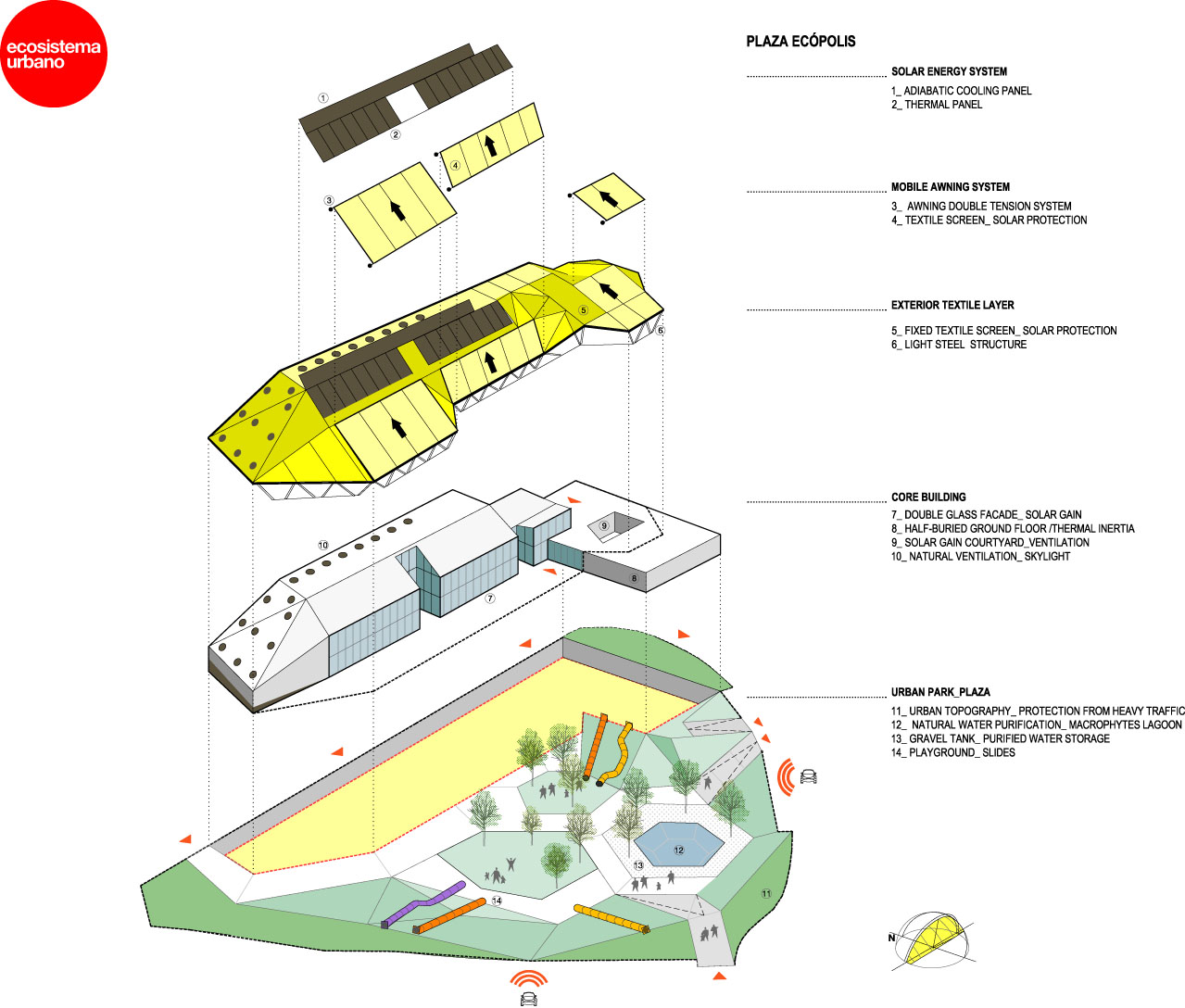 由Ecosistema Urbano绘制的Exopolis广场的建筑图纸