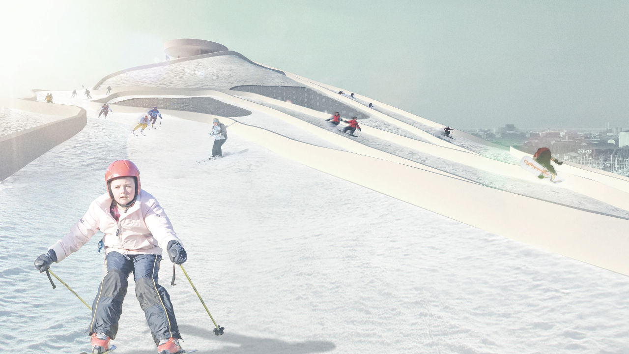 由Bjarke Ingels集团(BIG)设计的哥本哈根一个大型废物转化能源设施滑雪场