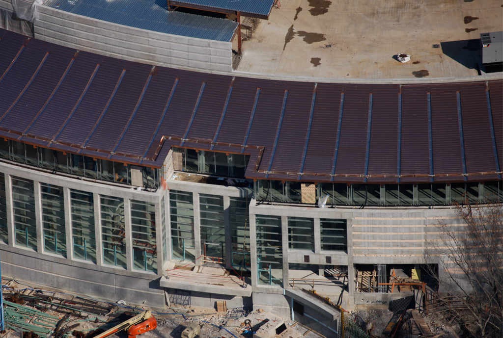 Moshe Safdie水晶桥美国艺术博物馆建筑工地鸟瞰图