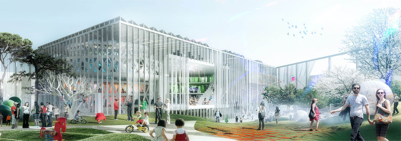 KU.BE或文化运动在哥本哈根的房子外观呈现由娴熟和MVRDV