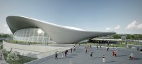 2012年伦敦：Zaha Hadid渲染的水上疗中心|信誉：扎哈哈德