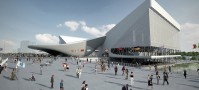 2012年伦敦：Zaha Hadid渲染的水上疗中心|信誉：扎哈哈德
