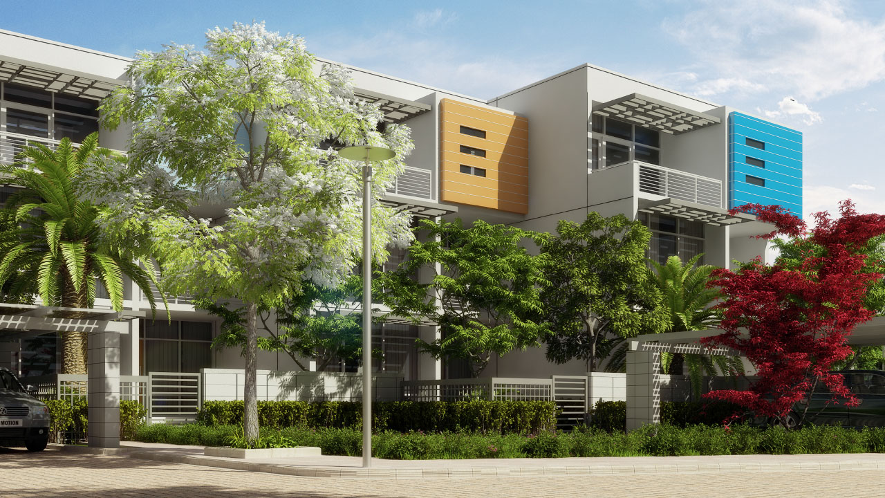 在海地的美国使馆工作人员住房的外观呈现由建筑师索格