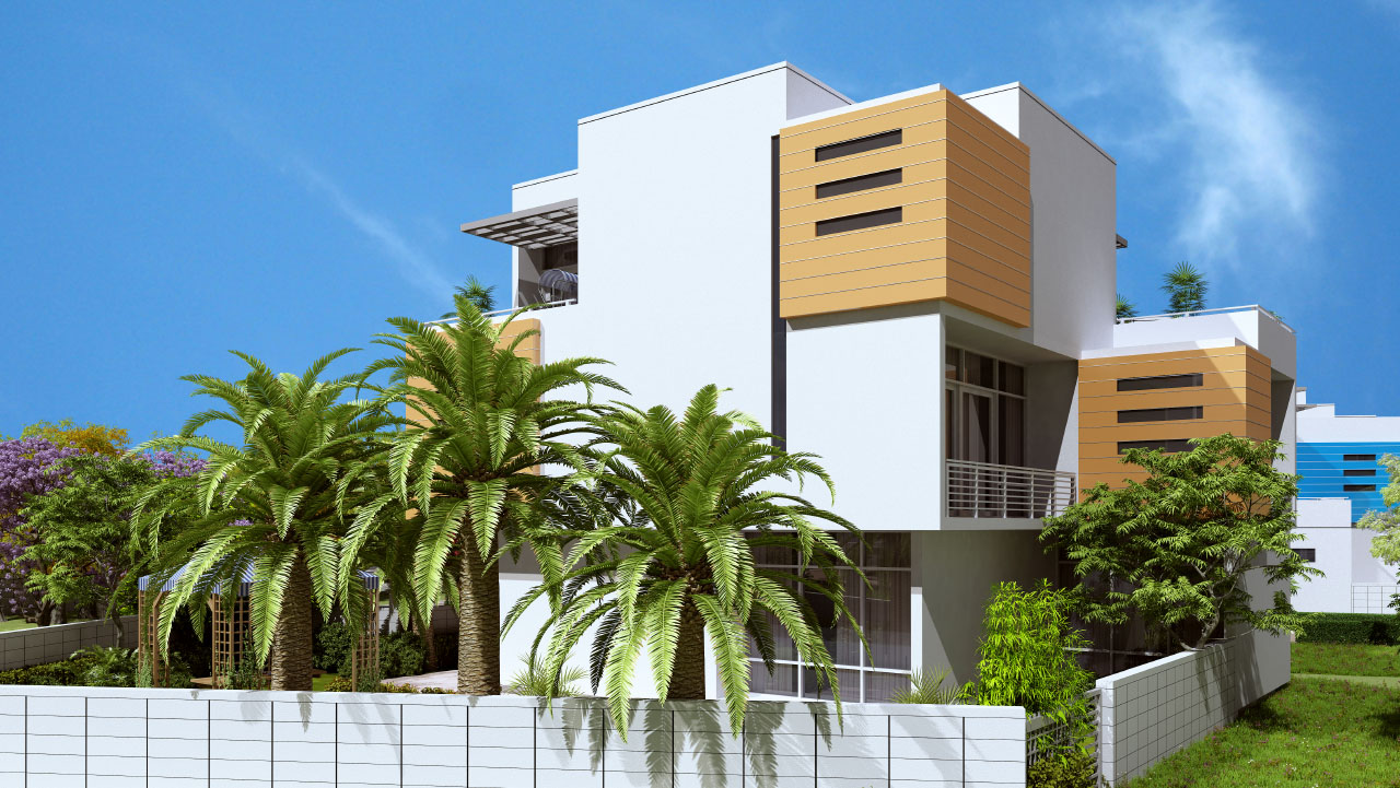 在海地的美国使馆工作人员住房的外观呈现由建筑师索格
