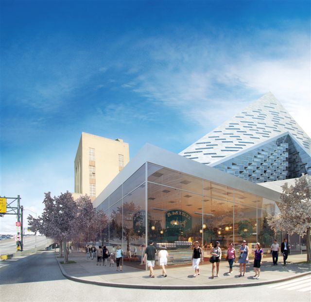 Bjarke Ingels Group (BIG) Durst Fetner住宅楼的外部效果图。该住宅楼位于纽约曼哈顿西57街
